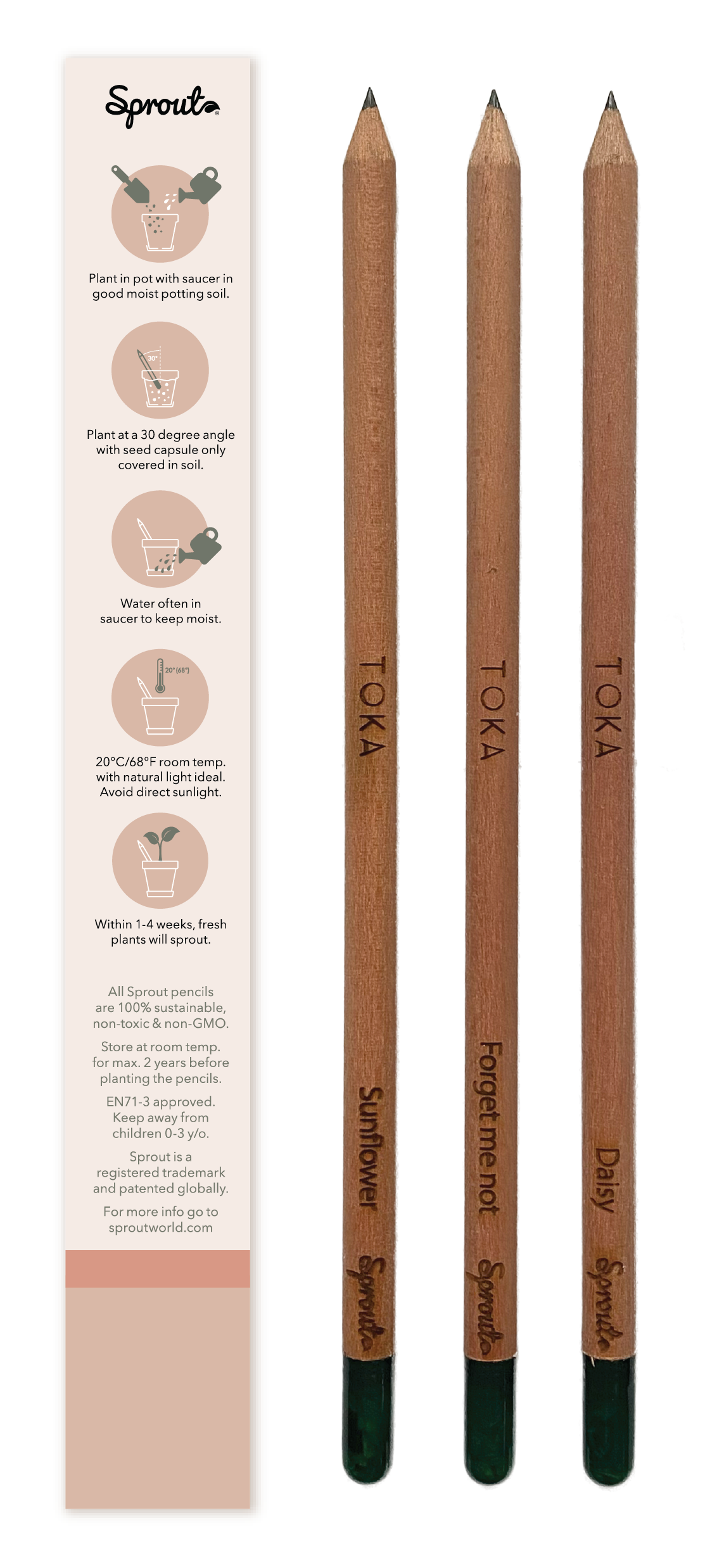 3 PACK PENCILS - FLOWERS